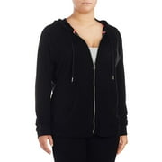 Calvin Klein Womens Textured Hoodie Sweatshirt, Black, 1X